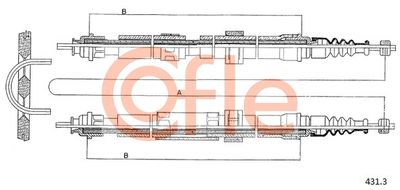 Тросик, cтояночный тормоз COFLE 431.3 для FIAT CROMA