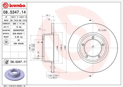 Тормозной диск BREMBO 08.5347.14 для LAND ROVER 110/127