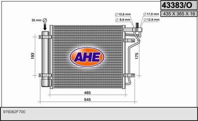 Конденсатор, кондиционер AHE 43383/O для KIA CERATO