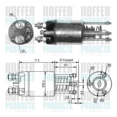 Тяговое реле, стартер HOFFER 46188 для SEAT PANDA