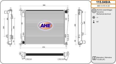 Радиатор, охлаждение двигателя AHE 115.049/A для KIA SOUL