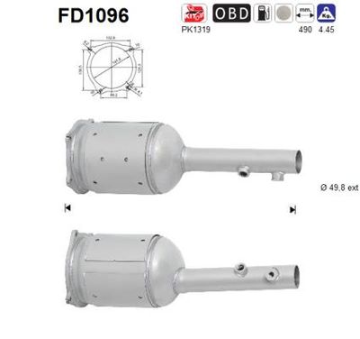 Filtr sadzy / filtr cząstek stałych, układ wydechowy AS 8200613115