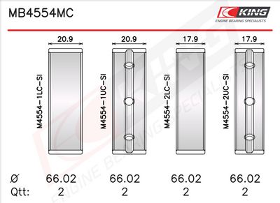 Комплект черупки на лагера на коляновия вал KING MB4554MC