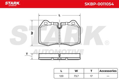 комплект спирачно феродо, дискови спирачки STARK SKBP-0011054