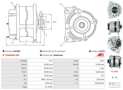 GENERATOR / ALTERNATOR AS-PL A4129S 5