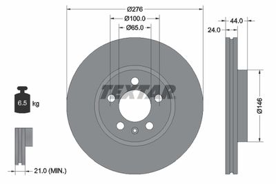 Тормозной диск TEXTAR 92313703 для SKODA KAMIQ
