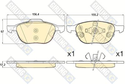 Комплект тормозных колодок, дисковый тормоз GIRLING 6120592 для FORD C-MAX