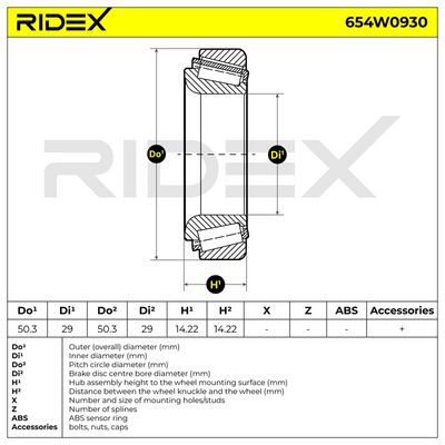 комплект колесен лагер RIDEX 654W0930