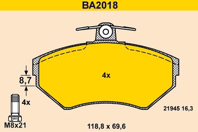 BA2018 BARUM Комплект тормозных колодок, дисковый тормоз