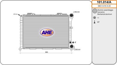 AHE 101.014/A Радиатор охлаждения двигателя  для ALFA ROMEO 164 (Альфа-ромео 164)