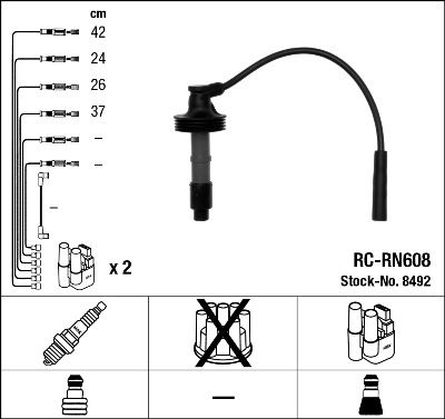 Комплект проводов зажигания NGK 8492 для RENAULT SAFRANE
