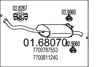 MTS 01.68070 Глушитель выхлопных газов  для RENAULT 19 II (B/C53_) 1.8 (B/C53Y)