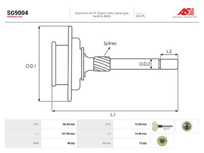 hulhjul, planetgir (starter) AUTOSTARTER SG9004