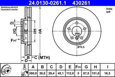 Тормозной диск ATE 24.0130-0261.1 для BMW X2