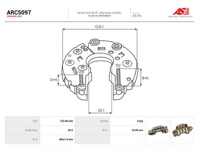 AS-PL - Usmerňovač alternátora MITSUBISHI , ARC5097