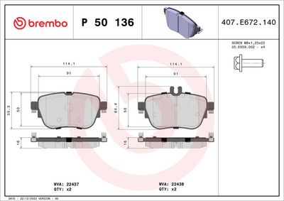 Brake Pad Set, disc brake P 50 136