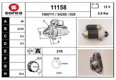 Стартер EAI 11158 для CITROËN LNA