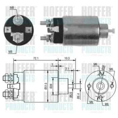 Тяговое реле, стартер HOFFER 46095 для MITSUBISHI 3000