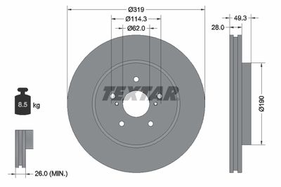 TEXTAR 92171503 Тормозные диски  для TOYOTA HARRIER (Тойота Харриер)