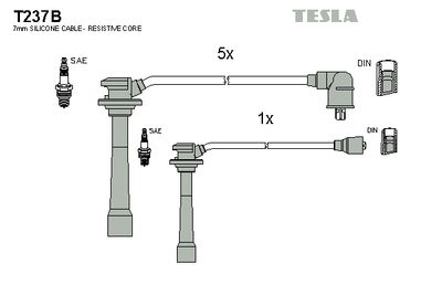 Комплект проводов зажигания TESLA T237B для KIA CARNIVAL