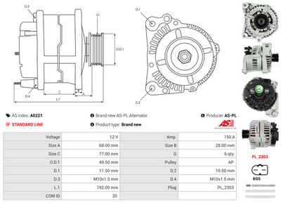 GENERATOR / ALTERNATOR AS-PL A0221 4