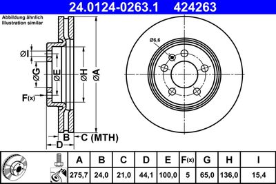 Тормозной диск ATE 24.0124-0263.1 для SKODA SCALA