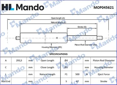 газов амортисьор, капак на двигателя MANDO MOP045621