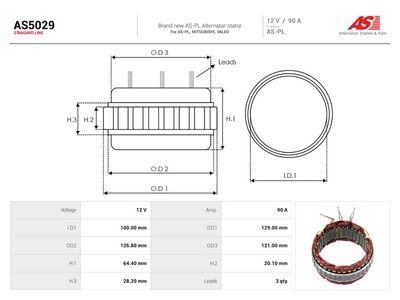 Stator, alternator AS-PL AS5029