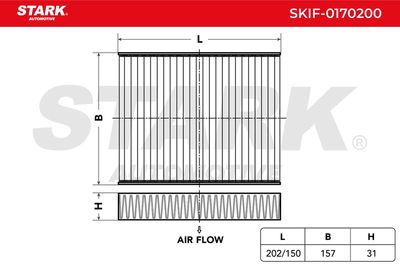 Филтър купе (поленов филтър) STARK SKIF-0170200