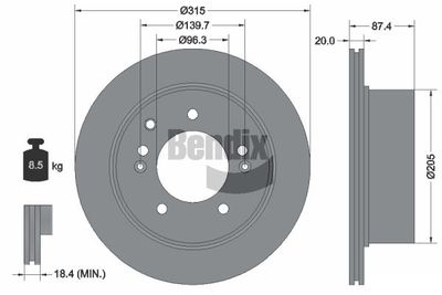 BENDIX Braking BDS1934 Тормозные диски для KIA SORENTO I (JC) 3.5 V6 4WD
