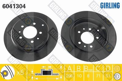 GIRLING 6041304 Тормозные диски  для PEUGEOT 607 (9D, 9U) 2.2 HDi