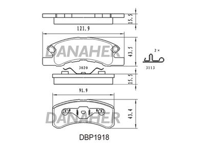 Комплект тормозных колодок, дисковый тормоз DANAHER DBP1918 для DAIHATSU TREVIS