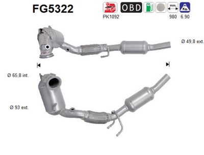 Filtr sadzy / filtr cząstek stałych, układ wydechowy AS FG5322