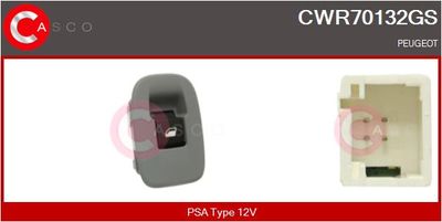 Выключатель, стеклолодъемник CASCO CWR70132GS для PEUGEOT 208