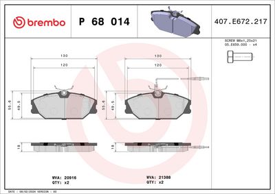 Brake Pad Set, disc brake P 68 014