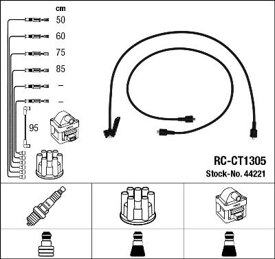 Комплект проводов зажигания NGK 44221 для CITROËN CX