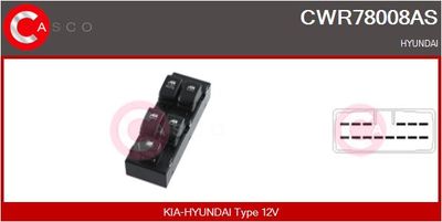 CASCO CWR78008AS Кнопка стеклоподьемника  для HYUNDAI GETZ (Хендай Гетз)
