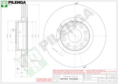 PILENGA V867 Тормозные диски для AUDI A8 D2 (4D2, 4D8)