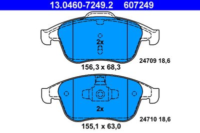 Комплект тормозных колодок, дисковый тормоз ATE 13.0460-7249.2 для RENAULT LATITUDE