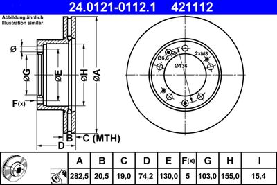 Тормозной диск ATE 24.0121-0112.1 для PORSCHE 944