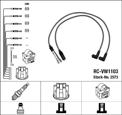 Комплект проводов зажигания NGK 2573 для VW CADDY
