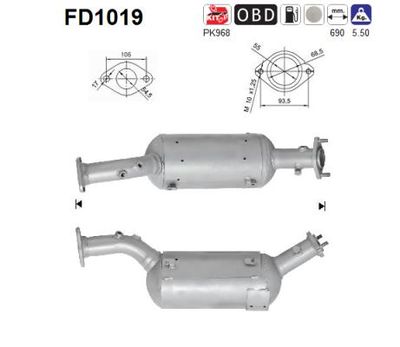 Filtr sadzy / filtr cząstek stałych, układ wydechowy AS 1419067J21H02