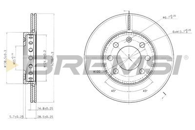 Тормозной диск BREMSI CD7161V для VW LUPO