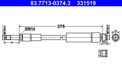 Тормозной шланг ATE 83.7713-0374.3 для MERCEDES-BENZ GLA-CLASS