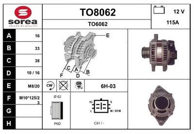 GENERATOR / ALTERNATOR SNRA TO8062