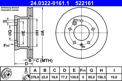Тормозной диск ATE 24.0322-0161.1 для MERCEDES-BENZ SPRINTER