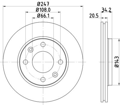 Тормозной диск HELLA 8DD 355 101-801 для CITROËN ZX