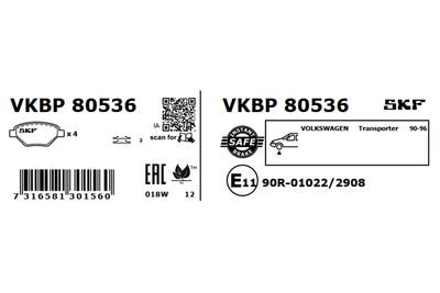 Brake Pad Set, disc brake VKBP 80536