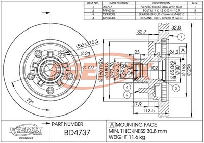 Тормозной диск FREMAX BD-4737-KT для CHEVROLET C1500