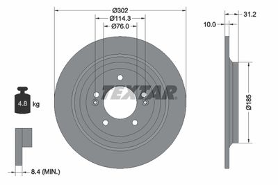 Тормозной диск TEXTAR 92293403 для HYUNDAI NEXO